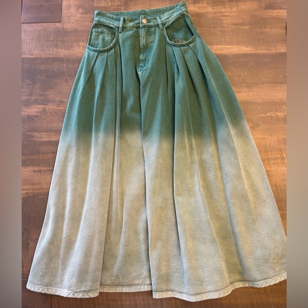 Anthropologie Ombre Green Maxi Skirt